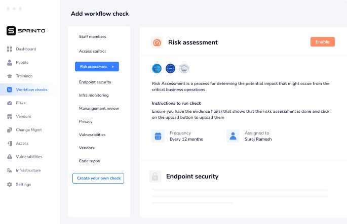 Sprinto - Workflow Check