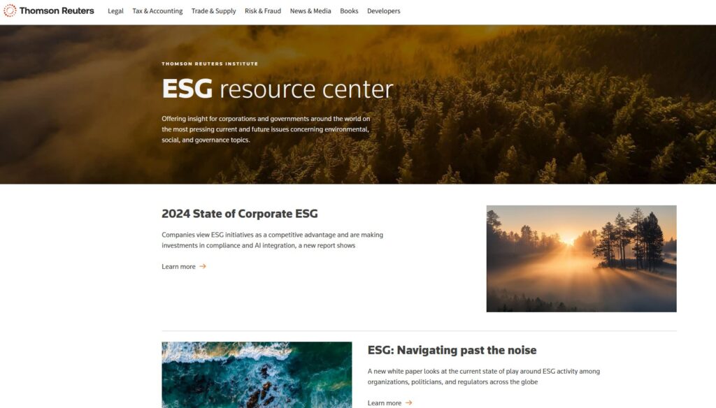 Thomson Reuters ESG Page